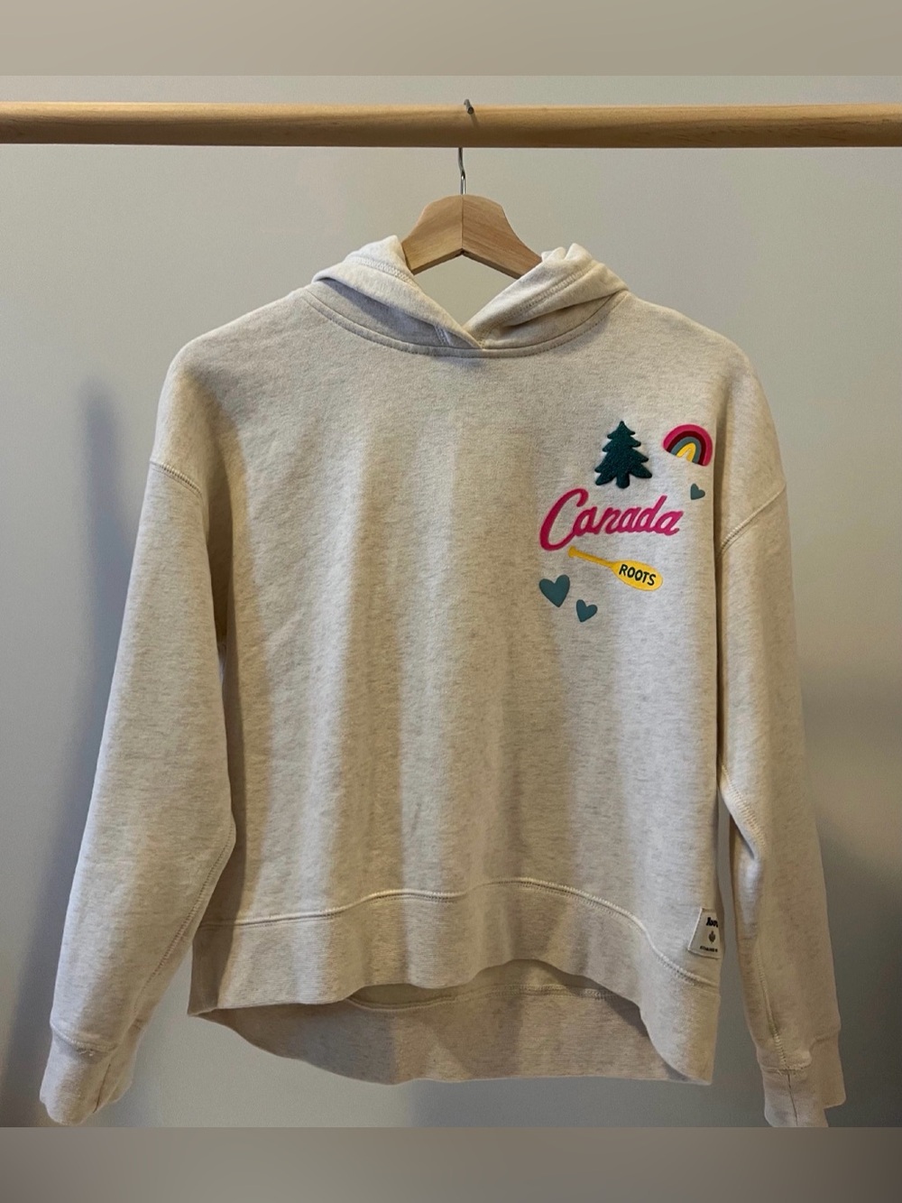 Roots Cream Hoodie Sweater with Multicolor Canada Image XL